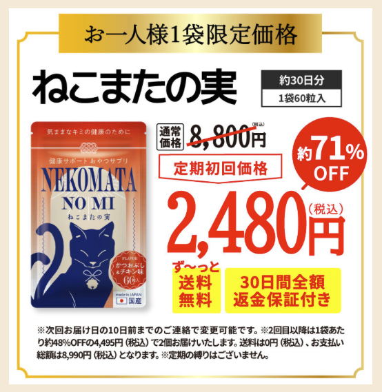 ねこまたの実 レビュー 感想 反応 さくらフォレスト 猫 腎臓 サプリ ケア サポート